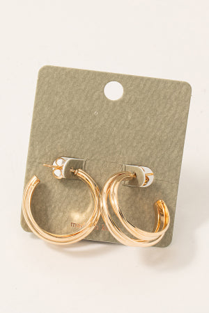 Layered Metallic Hoop Earrings, Gold