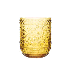 Embossed Floral Drinking Glass Amber