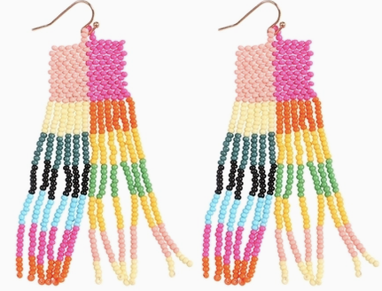 Boho Seed Bead Drop Earrings