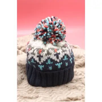 Chevron Knit Pom Beanie