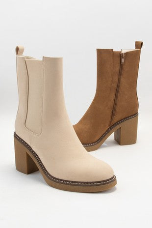 Jade Mid Calf Chelsea Platform Heel Boots