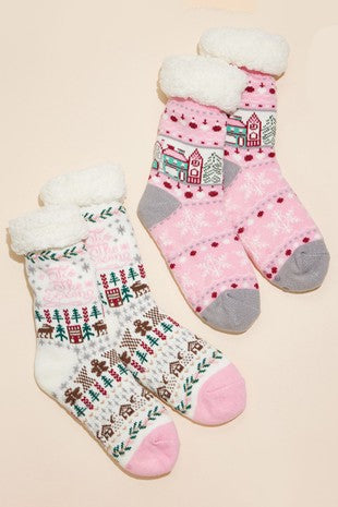 Christmas Fuzzy Sherpa Cuff Pattern Socks