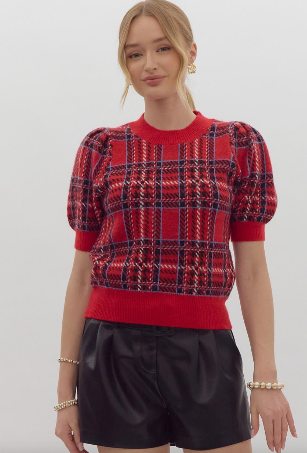 Joya Plaid Puff Sleeve Top