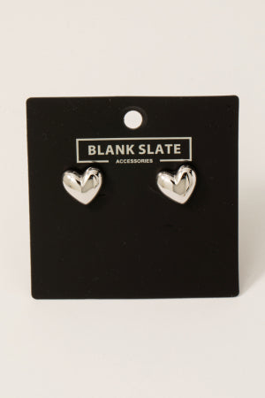 Gold Dipped Heart Stud Earrings, Silver