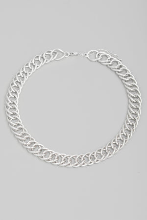 Bulky Curb Chain Link  Necklace Silver