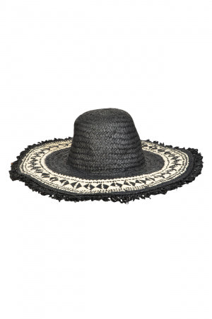 Two Tone Straw Braided Sun Hat MMT8264-BK