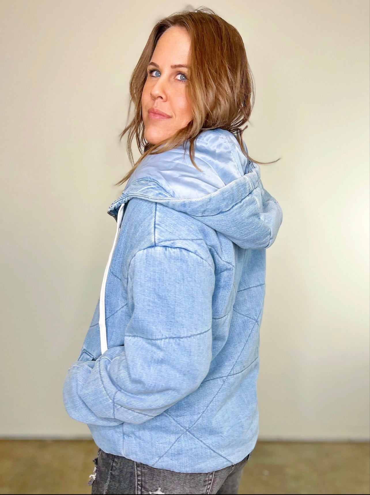 Ally Hooded Padded Denim Jacket