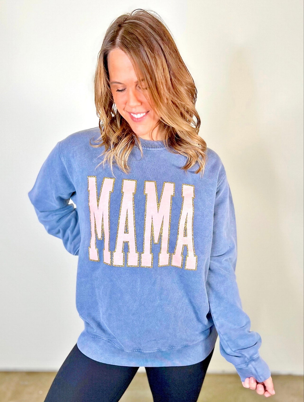 Mama Glitter Mineral Washed Sweatshirt