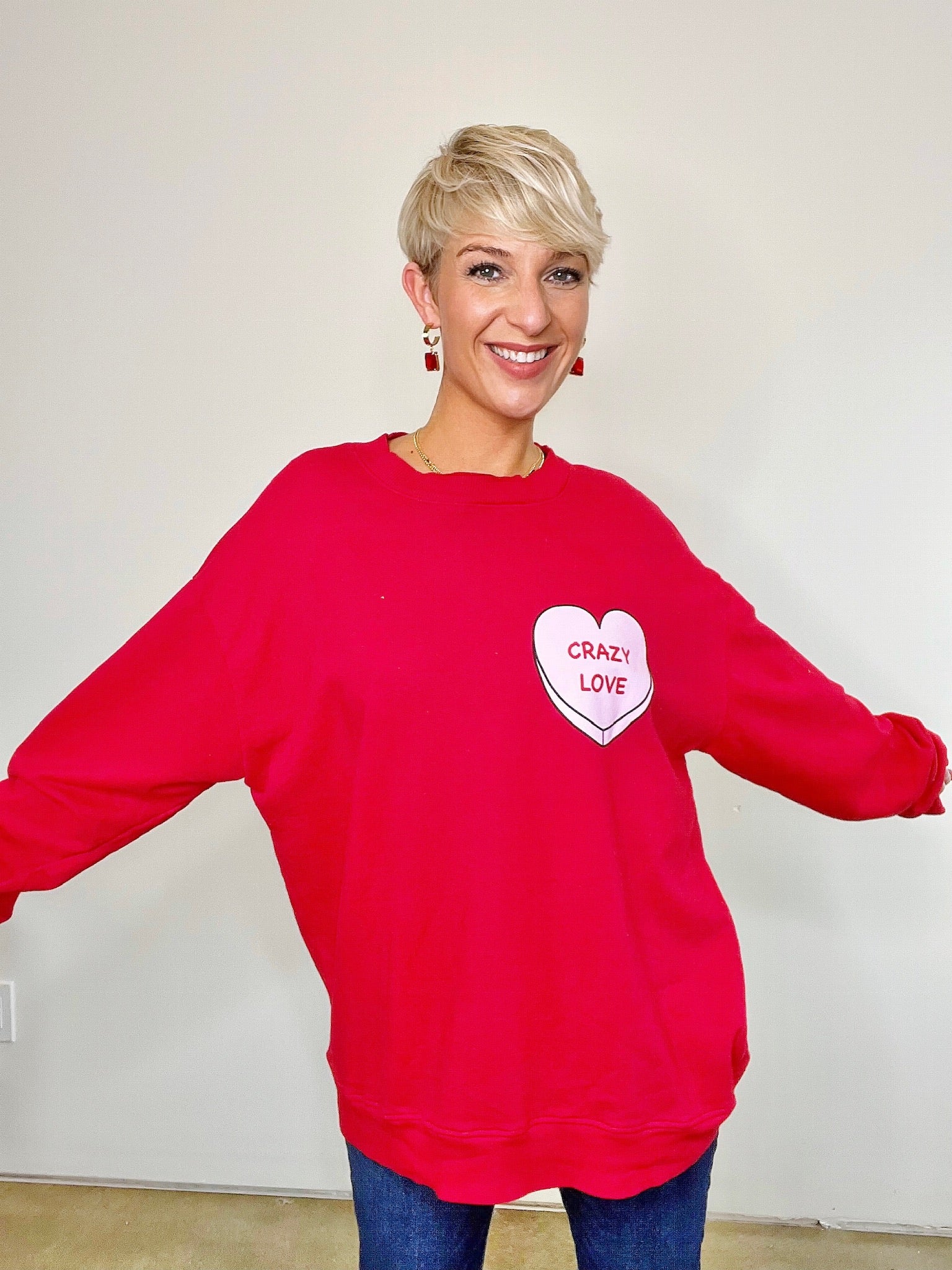 Candy Heart Sweatshirt, Red/Pink