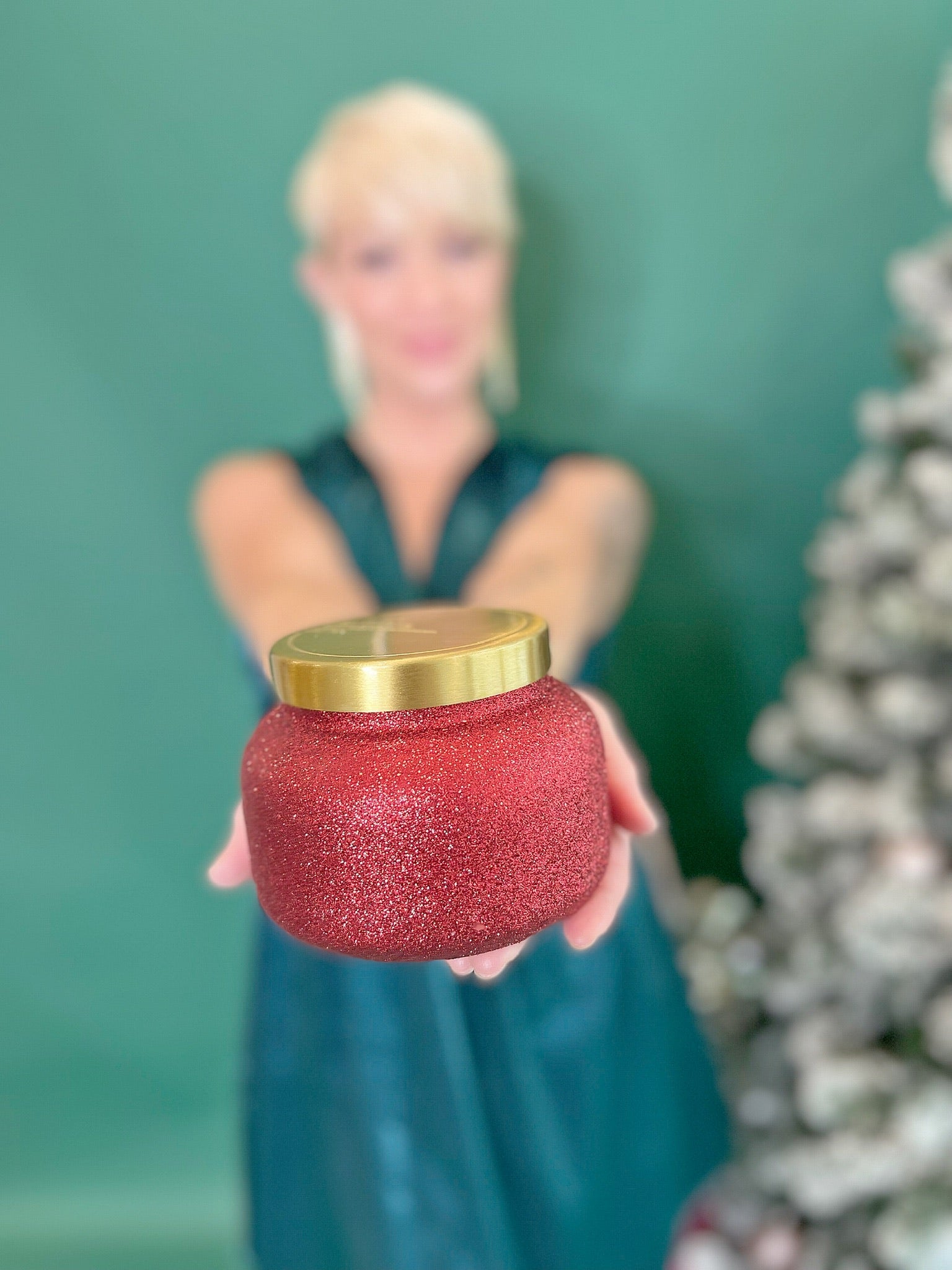 Red Glitter Volcano  Jar Candle