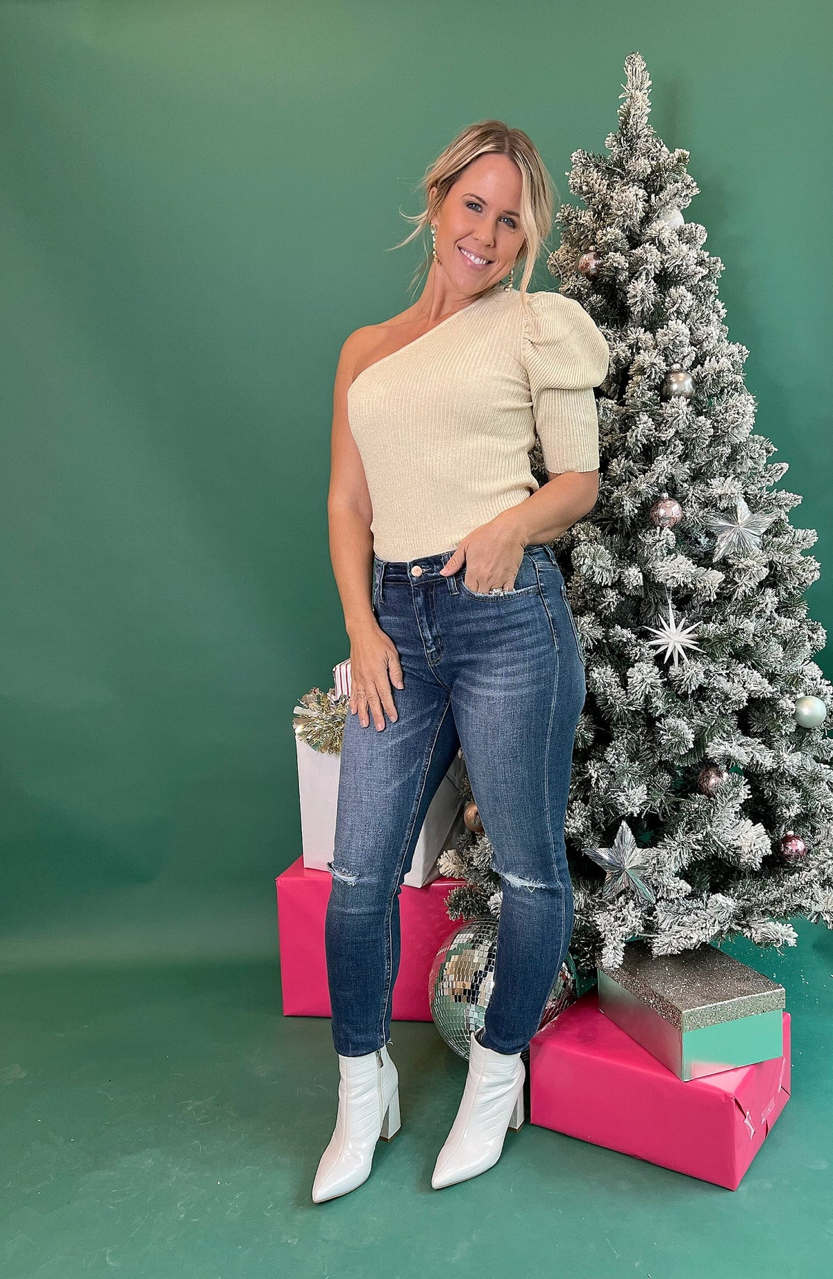 Millie One Shoulder Ribbed Sweater